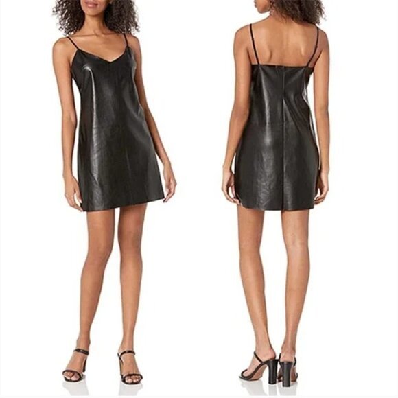 BB Dakota Dress Faux Leather Turn Up The Volume Sleeveless Mini Dress NWT Medium - Picture 2 of 8